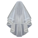 Voile de mariée 78 cm Double couche en tulle avec peigne bordé de ruban Blanc Ivoire Voile délicat pour robes de mariée 8