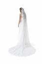 Voile de mariée cathédrale 3,5 mètres Largeur 160 cm Tulle simple avec bord en dentelle et peigne en métal Blanc 2