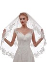 Voile de Mariée Court Double Couche en Tulle avec Peigne en Métal et Bordure en Dentelle Voile Élégant pour Mariée 4