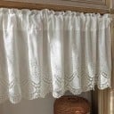 Voile en dentelle blanche en 100% coton, 100 x 50 cm, rideau en coton court pour un style rustique dans la cuisine, la salle de bain ou la chambre 1