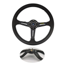 Volante Nardi 14 polegadas ND para corridas de automóveis 35 cm em pele PU com costura preta Volante desportivo para tuning de automóveis acessório de interior 1