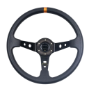 Volante sportivo universale 35 cm in pelle PU Volante nero per corse auto Design ergonomico Materiale resistente Guida confortevole Interno dell'auto 1