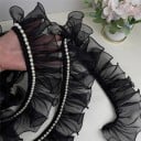 Volanttihelmalla ja helmillä varustettu nauha 8 cm x 91 cm Organza ja muovi koristeellinen tekstiilinauha ompeluun vaatteiden, kostyymien ja koristeiden koristeluun 3