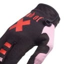 Volledige vinger sporthandschoenen voor motocross met kruisprint en versterkte duim in zwart met roze accenten voor off-road rijden 3