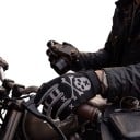 Volledige vinger sporthandschoenen voor motocross met schedelprint en versterkte duim in zwart met grijze accenten voor off-road rijden 3
