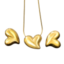 Vollständiges Set Halskette Ohrringe aus Edelstahl Herzmotiv Damen Schmuck für Frauen und Mädchen Hypoallergene Accessoires mit dauerhaftem Glanz 3