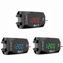 Voltímetro digital multifuncional com termómetro 3 em 1 ecrã LED 6V–30V Mini ecrã para motocicleta Aviso de alta tensão painel DC medidor 4