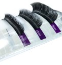 Volumen-Kunstwimpern-Set D 0,10 mm. Set mit 6 Boxen unterschiedlicher Länge für Wimpernverlängerungen. 6 Boxen mit einzelnen falschen Wimpern mit Längen von 9 mm, 10 mm, 11 mm, 12 mm, 13 mm, 14 mm 2