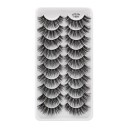 Voluminous Artificial Eyelashes 10 Pairs False 3D Adhesive Black Lashes Extension Set 10