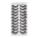 Voluminous Artificial Eyelashes 10 Pairs False 3D Adhesive Black Lashes Extension Set 7