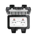 Vonkajšia dvojitá zásuvka s vypínačom a krytom 16A 220V, vodotesná IP66, EU štandard s uzemnením, čierna, pre záhradu, terasu a garáž 1