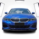 Voorkant spoiler van de bumper, onderste lip met ribben, ABS kunststof, glanzend zwart carbon uiterlijk, tuning body kit voor serie 3 G20 G21 G28 8