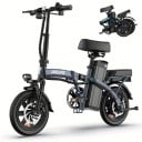 Vouwbare elektrische fiets URLIFE met verwijderbare batterij 48V 7,5Ah en tweede zadel, draagvermogen 120 kg, actieradius 60 km, zwart 3