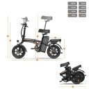 Vouwbare elektrische fiets URLIFE met verwijderbare batterij 48V 7,5Ah en tweede zadel, draagvermogen 120 kg, actieradius 60 km, zwart 7