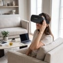 VR-Brille 100 x 185 x 133 mm für Mobilgeräte mit einem Display von bis zu 6 Zoll 3D-Headset mit verstellbarem Band in schwarzer Farbe 4
