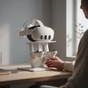VR szemüveg állvány 21 x 24,6 x 17 cm headset tartóval és két vezérlő akasztóval a játék kiegészítők rendezett tárolásához az asztalon 8