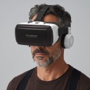 VR szemüveg fejhallgatóval mobiltelefonhoz 4,5-től 6,53 hüvelykig 3D sisak virtuális valósághoz fejpánttal fehér és fekete színben 2