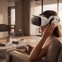 VR szemüveg fejhallgatóval mobiltelefonhoz 4,5-től 6,53 hüvelykig 3D sisak virtuális valósághoz fejpánttal fehér és fekete színben 7