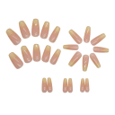 Vrolijke kleurrijke set van 24 stuks kunstnagels Coffin vorm Middellange lengte Ombré acryl ontwerp Glanzende plaknageltips voor handen 2