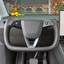 Vyhřívaná rukojeť volantu Tesla Model Y Juniper 2x kožené čalounění Nappa 350 mm a 377 mm stylové prošívání interiérový doplněk 2