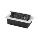 Výklopný zásuvkový panel 2 EU zásuvky + USB 265×118×70 mm hliníkový panel s tlačítkom pre vysunutie do pracovnej dosky 1