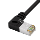 Výkonný Cat6a síťový kabel RJ45 s levým 90° úhlovým konektorem 5 m tenké Slim provedení 28AWG PVC černý pro router switch TV 2
