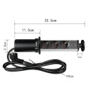 Vyskakovacia zásuvka so 3 zásuvkami a 2 USB portami 33,5 x 5,8 cm krytka z hliníkovej zliatiny kábel 190 cm 250 V a 16 A do kuchyne aj na stôl 3