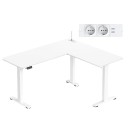 Výškově nastavitelný elektrický rohový stůl ve tvaru L 2 AC zásuvky a 2 USB porty 160 x 140 cm výška 72 až 120 cm nosnost 80 kg do práce 2
