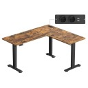Výškově nastavitelný elektrický rohový stůl ve tvaru L 2 AC zásuvky a 2 USB porty 160 x 140 cm výška 72 až 120 cm nosnost 80 kg do práce 3