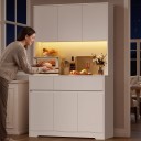 Vysoká kuchynská skriňa 180 x 100 x 38,5 cm s LED osvetlením otvorenej niky na spotrebiče Šesť dverí a dve zásuvky Nosnosť až 40 kg 5