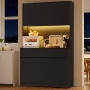 Vysoká kuchyňská skříňka 180 x 100 x 38,5 cm S LED osvětlením otevřené niky na spotřebiče Šest dvířek a dvě zásuvky Nosnost až 40 kg 10