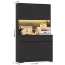 Vysoká kuchyňská skříňka 180 x 100 x 38,5 cm S LED osvětlením otevřené niky na spotřebiče Šest dvířek a dvě zásuvky Nosnost až 40 kg 14