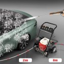 Vysokotlaký čistič benzínový Motor 7,5 HP tlak 170-190 barů 5 trysek a stříkací pistole Železo i PVC Černá a červená Na dvůr auta a terasy 9