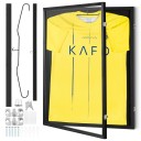 Výstavní prosklený rám na dres uzamykatelný UV ochrana 610 x 812 x 40 mm dřevovláknitá deska PC sklo černý matný na dresy a trikoty 1