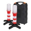 Výstražné LED svetlá 2 ks Teleskopické núdzové svetlá 17 cm Magnetické so stojanom Reflexné pruhy V kufríku Do auta 3