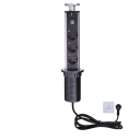 Výsuvná stolní zásuvka 110–250V se 3 zásuvkami a 2 USB porty 2,4 A Zásuvkový blok EU 16A s 2m kabelem 3G*1,5 mm² Domácnost Kancelář 3