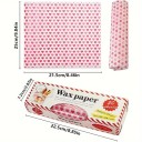Wachspapier 21,5 x 25 cm 50 Stück Herzmotiv Fettabweisendes Verpackungspapier für Backwaren Desserts und Sandwiches Küchenpapier 2