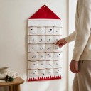 Wall Advent Calendar Cotton with 24 Pockets House-Shaped 48.5 x 119 cm Metal Eyelet for Hanging For Gifts and Sweets for Children 2
