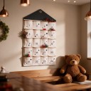 Wall Advent Calendar Cotton with 24 Pockets House-Shaped 48.5 x 119 cm Metal Eyelet for Hanging For Gifts and Sweets for Children 3