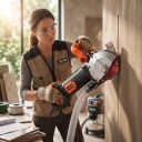 Wall Groove Cutter 4800 W 5000 RPM Blade 133 mm and 5 Blades Concrete and Brick Cutter with Water Pump Orange and Black For Electricians 6