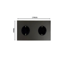 Wall-Mounted Double Socket EU Type F (Schuko), 110–240 V, 174 × 90 mm, Stainless Steel Panel, Grey, for Flat, House and Office 2