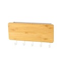 Wall-Mounted Key Holder with Hooks 18x3x9.5 cm Bamboo Wood and ABS+PC Construction for Hanging Keys in the Hallway 1