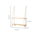 Wall-Mounted Shelf 30 x 15 cm Two-Tier Wooden Shelf with Rope Storage Shelf for Bathroom 2
