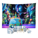 Wall Tapestry 150 x 100 cm Hanging Tapestry Mushroom Forest Abstract Landscape Bohemian Bus Decoration Bedroom Living Room 3