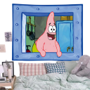 Wall Tapestry Patrick Star 90 x 150 cm Cartoon Decoration Colourful Background Bedroom Children's Room Aesthetic Fabric Hanging Tapestry 2