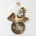 Wand LED licht met afbeelding 50 x 70 cm Koi karpers Bergen en boom Acryl en metaal Warm wit licht Moderne wanddecoratie 2