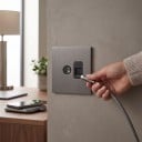Wand-TV- und Computersteckdose RJ45 unter Putz, Ausführung EU, 86 x 90 mm, aus Edelstahl, grau, für Internet, LAN und Fernsehen 4