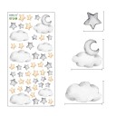 Wandaufkleber 60 x 30 cm Sterne und Wolken Transparenter matter Vinyl Feine Dekoration für das Kinderzimmer Einfache Installation ohne Beschädigung 1