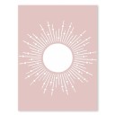 Wanddecoratie 40 x 50 cm Roze decoratie met het motief van een witte zon Polyester zacht canvas Kwalitatieve print zonder lijst Stijlvolle aanvulling voor de meisjeskamer 1