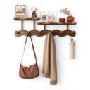 Wandgarderobe 52 x 10 x 16 cm mit 6 multifunktionalen Haken und zwei wellenförmigen Regalen als Organizer für Kleidung und Schlüssel 2
